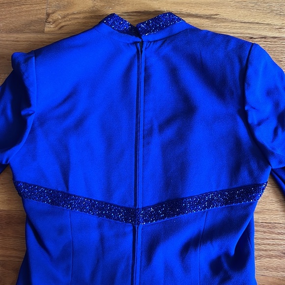 Vintage 80s / 90s Morton Myles beaded Cocktail dress size 8 Electric Blue - Picture 9 of 11